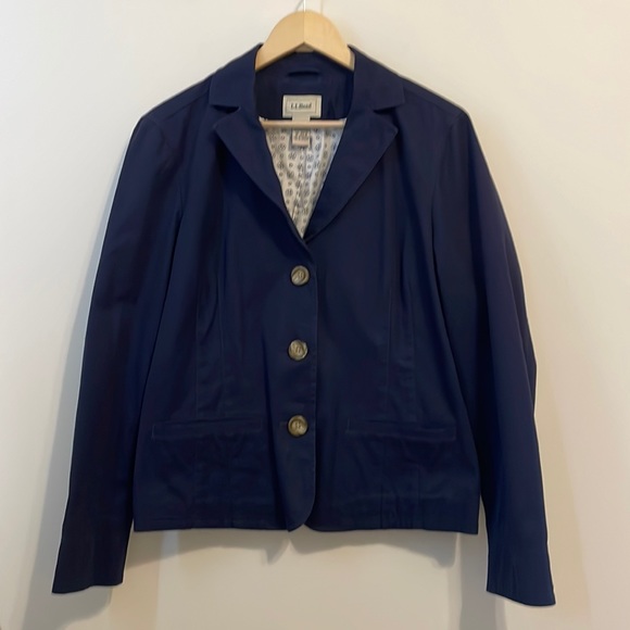 L.L. Bean cotton navy blue  blazer - Picture 1 of 12